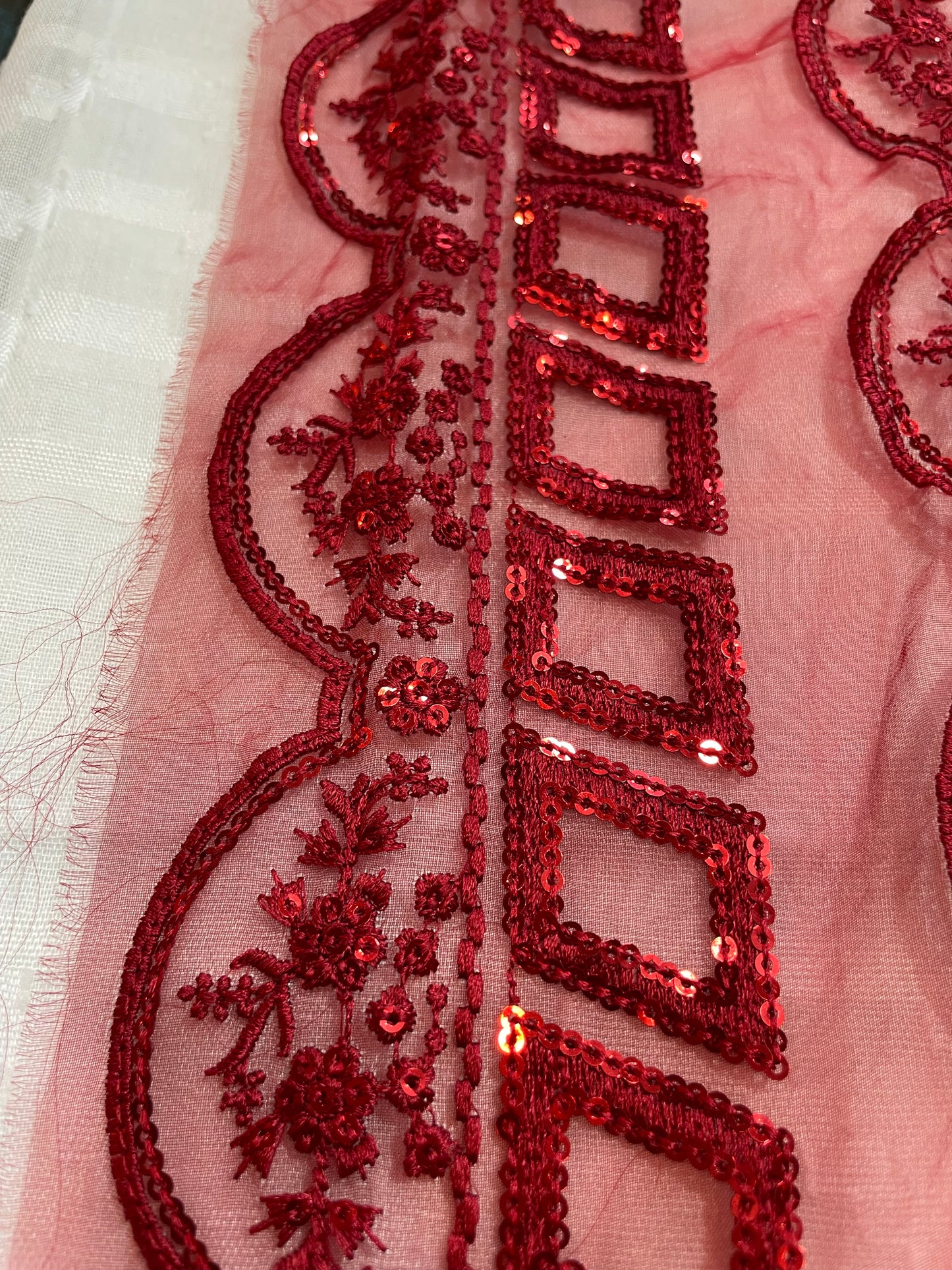 Red Stylish Sequence Embroidery Patch