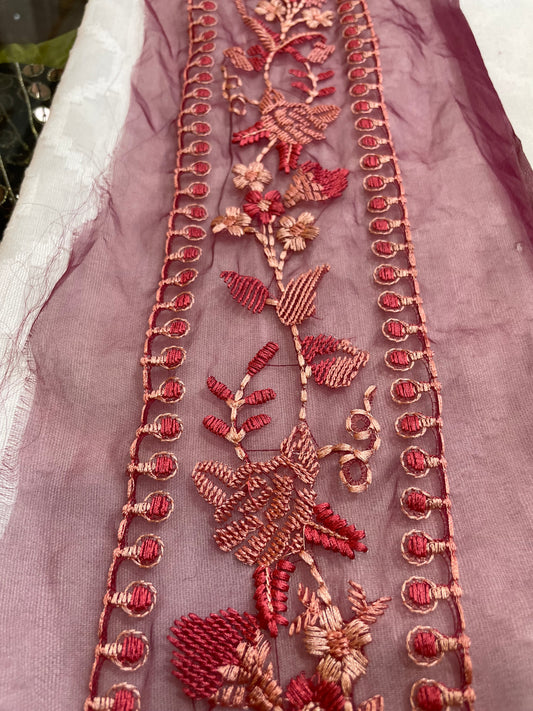 Pink Red Combination Embroidery Border