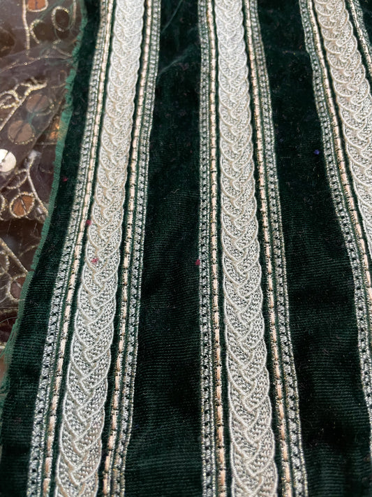 Green Velvet Embroidery Border